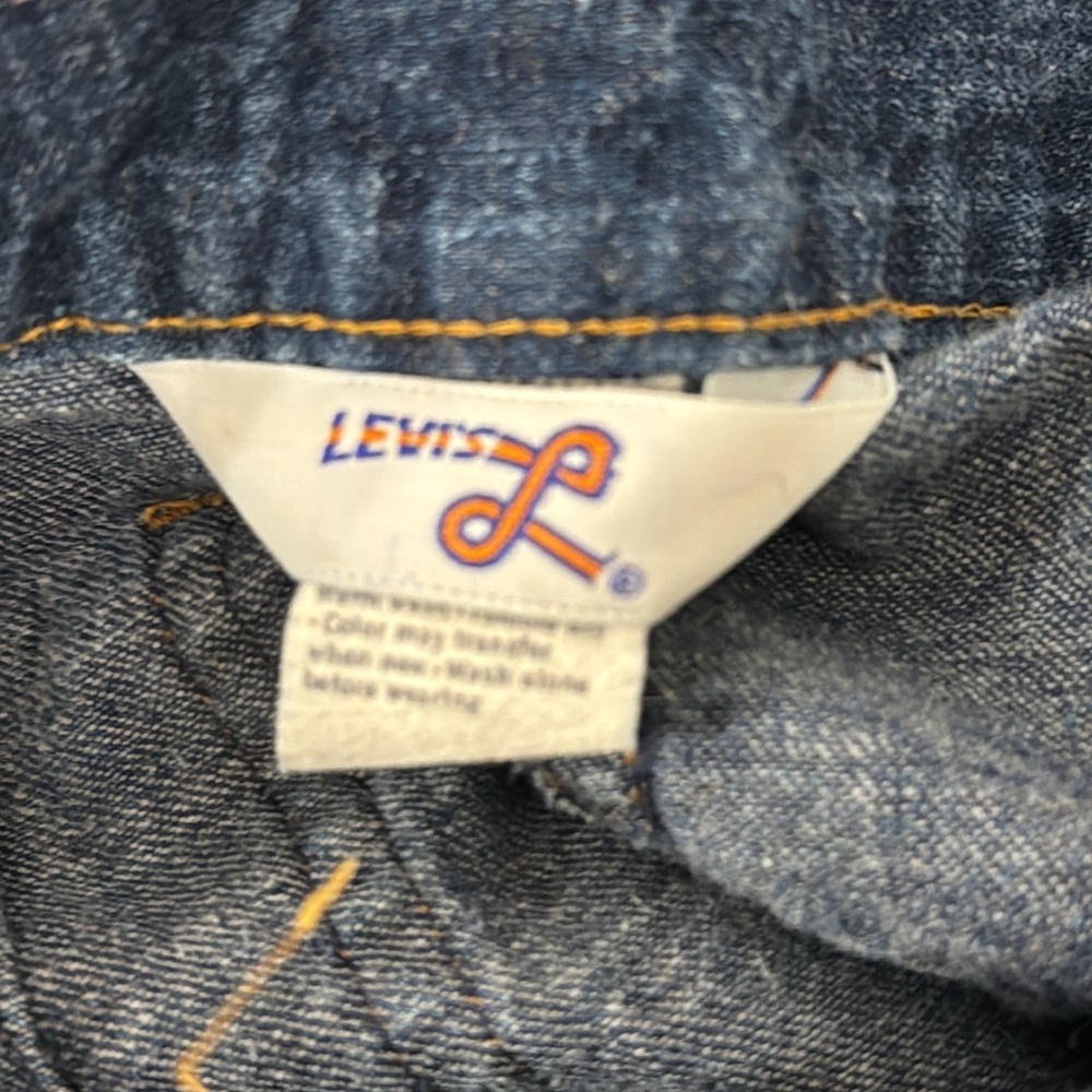 VINTAGE Levi’S 70’s Denim Skirt Orange Tab Dark Denim Button Up Size Small - Picture 5 of 6